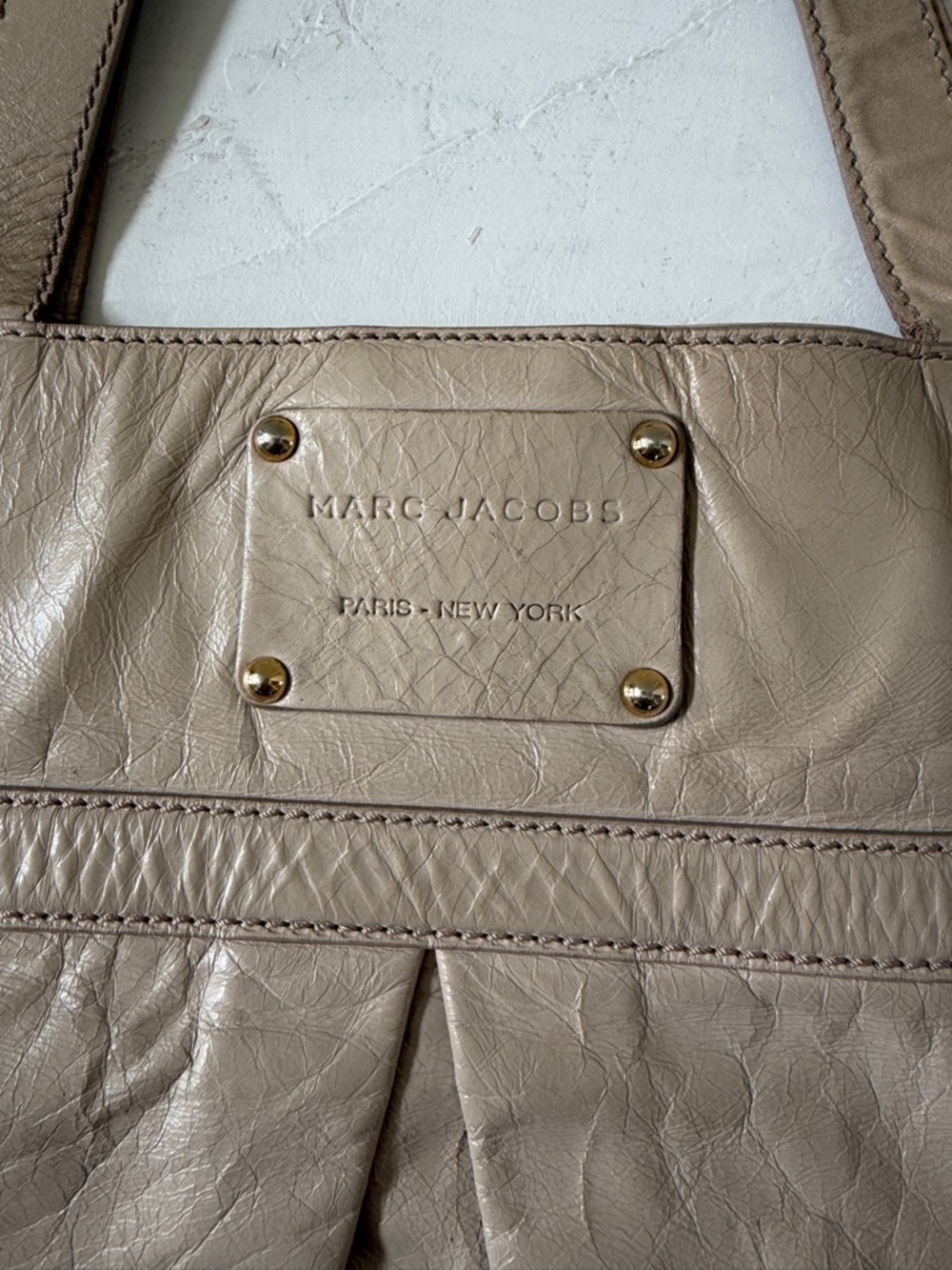 Marc Jacobs Vintage Y2K Beige Leather Tote Bag Shoulder Bag - Picture 2 of 12